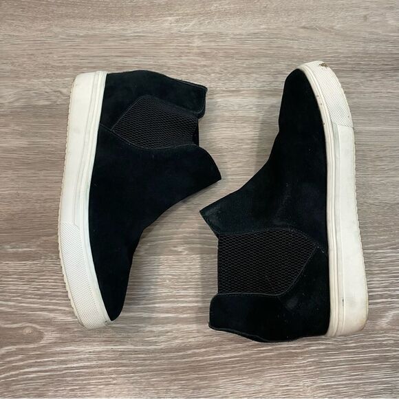 Steve Madden Sultan Womens Wedgie Sneakers Stretchy Sides 9M in Black Suede - Picture 5 of 6